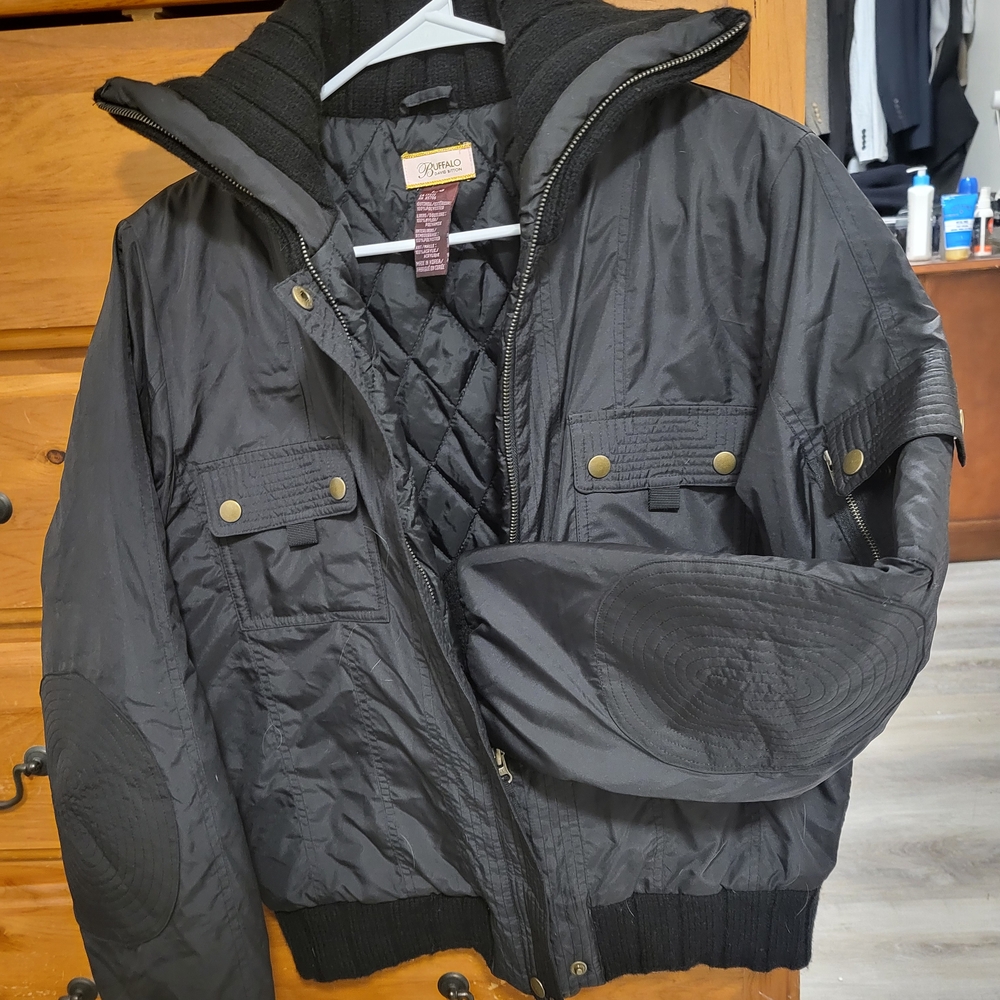 Buffalo David Bitton Black Bomber Jacket with Gold Accents